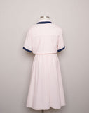 1990's Powder Pink with Navy Blue plus size dress