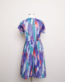 1980's Purple, Red & Turquoise abstract brush stroke Plus size Dress