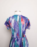 1980's Purple, Red & Turquoise abstract brush stroke Plus size Dress