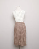 1990's Ivory and Tan Polka dot Sleeveless Plus Size Dress