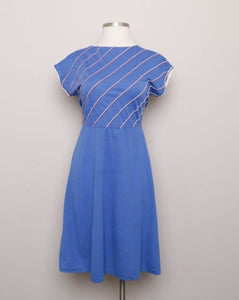 1970's Blue Plus size dress with red and white striped top