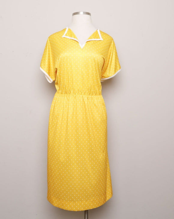 1980's Yellow polka dot Plus Size dress