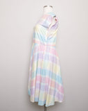 1970's Pastel Candy Plaid Plus Size Dress with side buttons