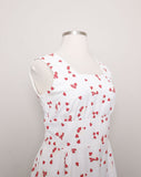 1990's does 1950's White Sleeveless Dress with strawberry basket print