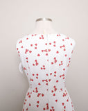 1990's does 1950's White Sleeveless Dress with strawberry basket print