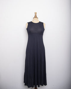 1990's Black silk sleeveless maxi dress