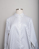 Chaps White long sleeve button down plus size shirt with black polka dots