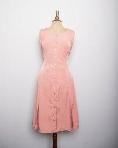 1990's Melon sleeveless button-down dress with back tie and 2 front slits