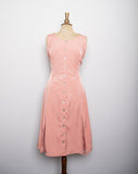 1990's Melon sleeveless button-down dress with back tie and 2 front slits