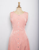 1990's Melon sleeveless button-down dress with back tie and 2 front slits