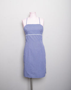 1990's Blue & white gingham spaghetti strap dress