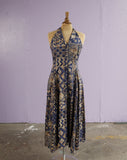 Navy & Tan Halter tribal print Maxi dress