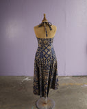 Navy & Tan Halter tribal print Maxi dress