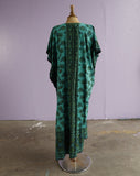 Green batik caftan maxi dress