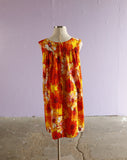 1970's Orange & Yellow Hawaiian floral tent dress