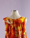 1970's Orange & Yellow Hawaiian floral tent dress