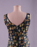 1990's Navy pineapple & palm trees shift dress