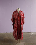 Burgundy & white batik caftan dress