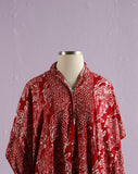 Burgundy & white batik caftan dress