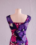 1970's Purple & Pink Hawaiian floral tiki dress