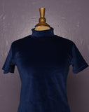 1990's Navy velvet mock neck