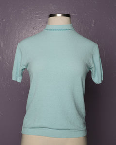 1970's Sea-foam mock neck knit top