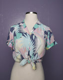 1990's Pastel tropical floral shirt