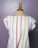 1980's White Rainbow striped top