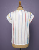 1980's White Rainbow striped top