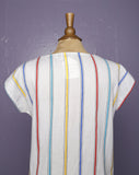 1980's White Rainbow striped top