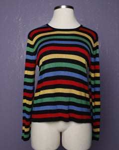 1990's primary color striped long sleeve